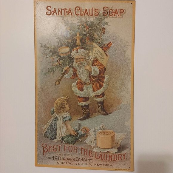 Santa Claus Soap Metal Sign Ad NK. Fairbank Company AAA Sign Co. Retro Repro - Picture 1 of 5